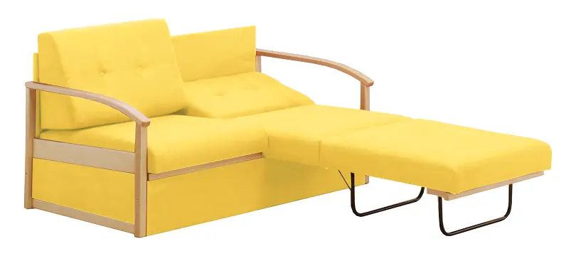 RO - R pohovka rozkládací, dřevěná, koženka OTO ZO 2 - koženka žlutá písková